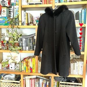 vintage wool + fox fur + velvet coat